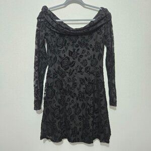 Wild Fable Black Velvet Burnout Dress Sz M Roses Romantic Whimsigoth Event Party